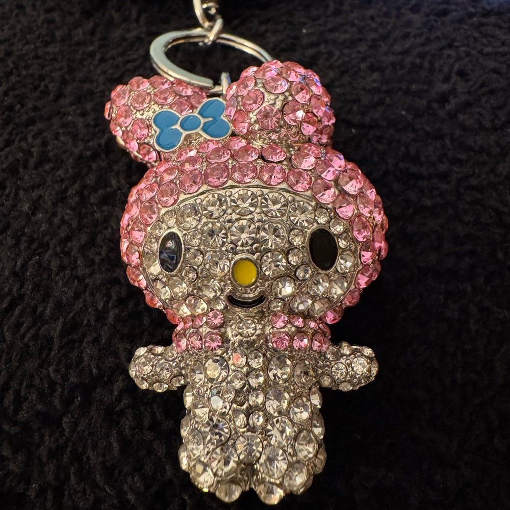 Sanrio Hello Kitty My Melody Bling Pave Rhinestone Keychain Bag Charm NIB